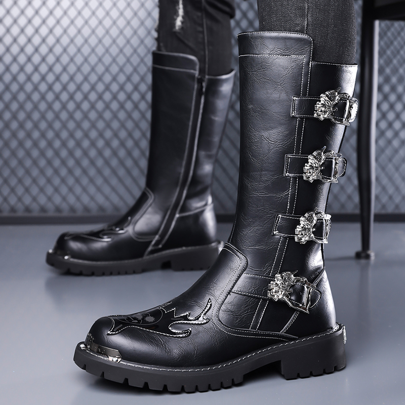 Leather Work Boots - Sepatu Bot Panjang Kulit Desainer Baru
