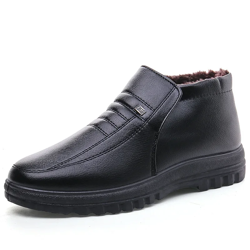 Leather Work Boots - Sepatu bot kulit kasual pria, Kasut