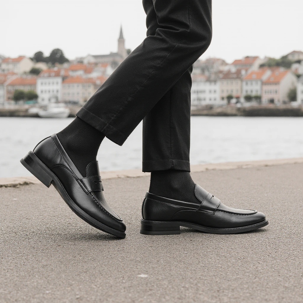 Leatherworking Classic - Sepatu Loafer Pria Hitam Klasik untuk