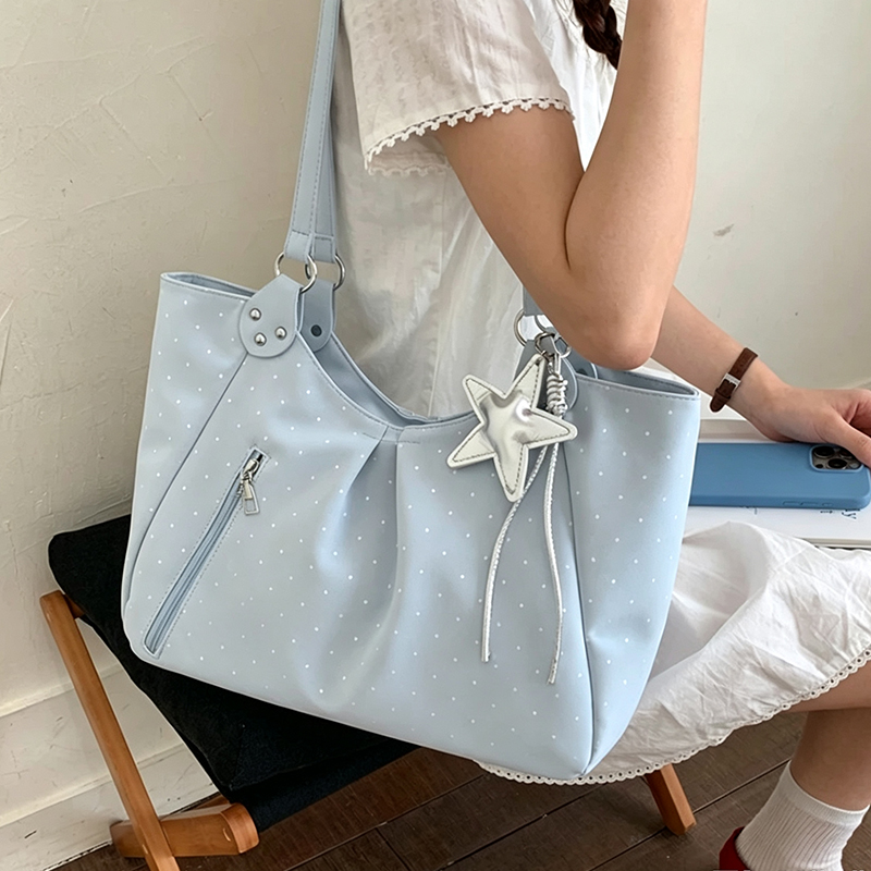 Leather Work Duffle - Tas Tote Polka Dot Kulit PU