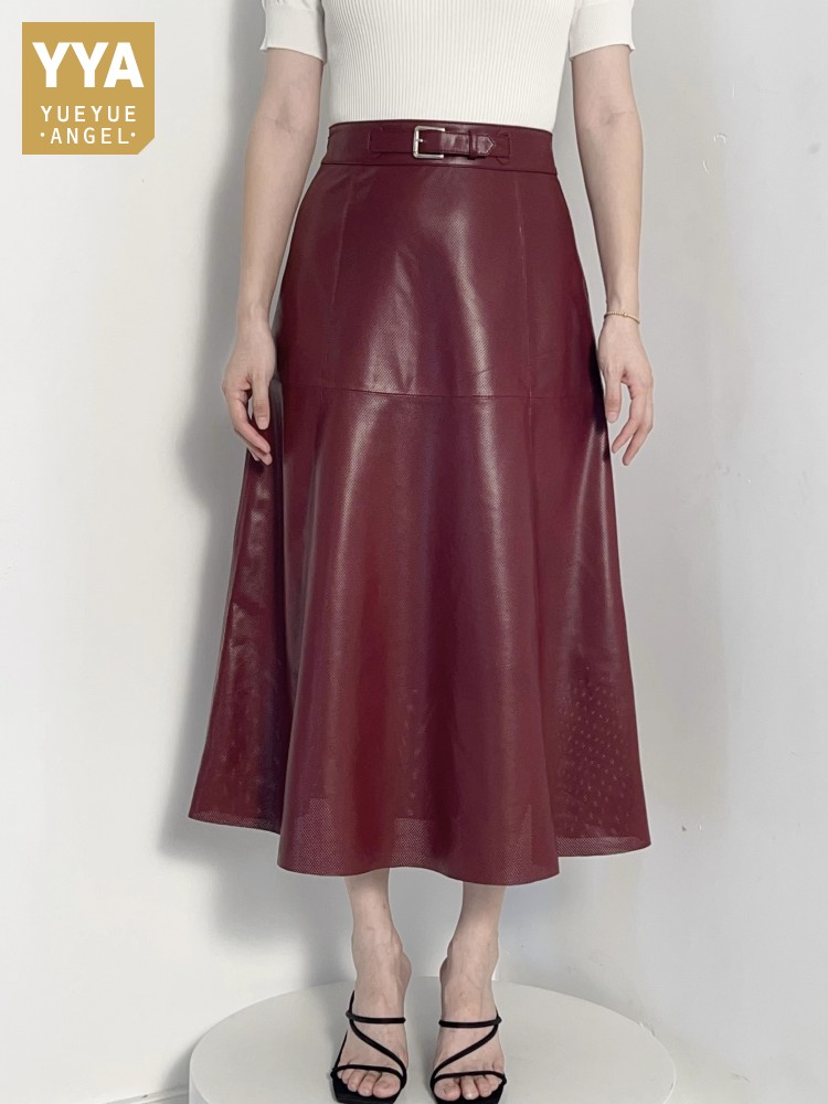 Leather Work Outfit - Rok Kulit Asli Wanita Model A-Line