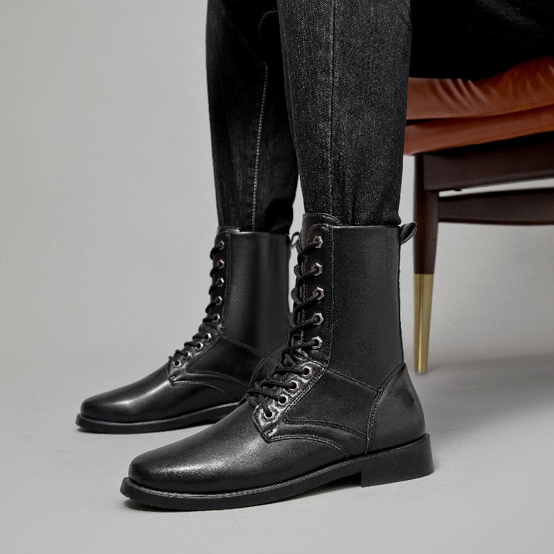 Leather Work Boots - Sepatu Bot Kulit Tinggi Anti Selip