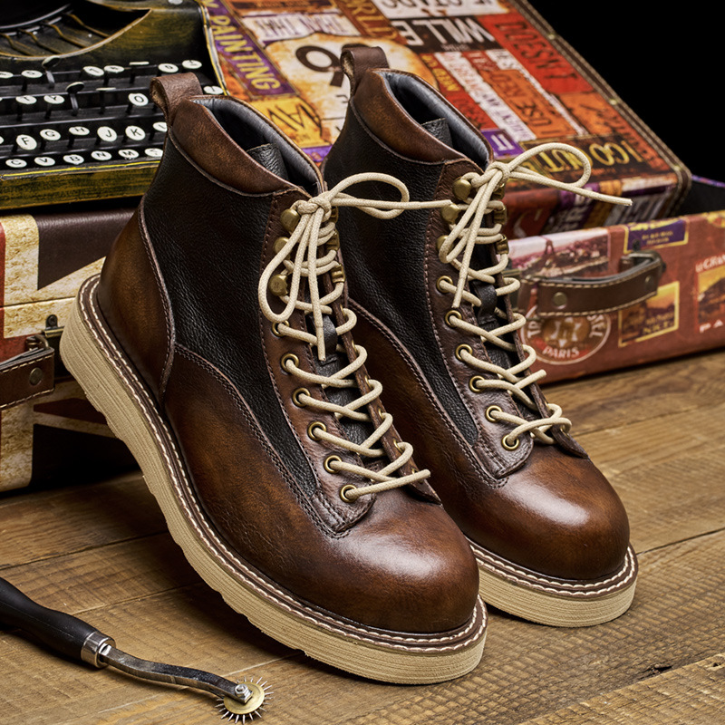 Leather Work Boots - Sepatu Boots Kerja Pria Model Pendek,