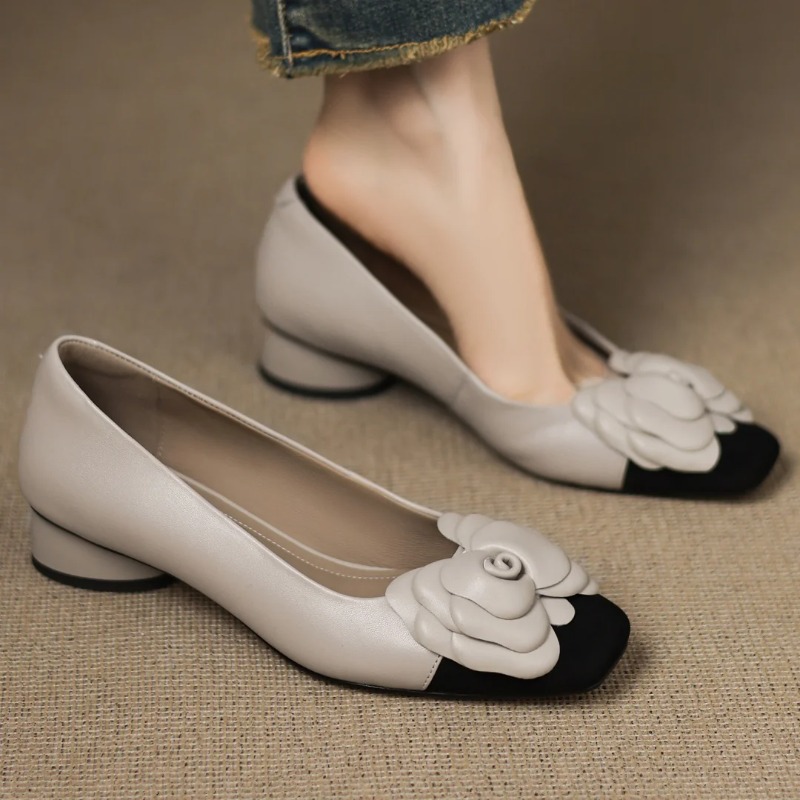 Leather Work Dress - Sepatu hak wanita ukuran besar 34-41,