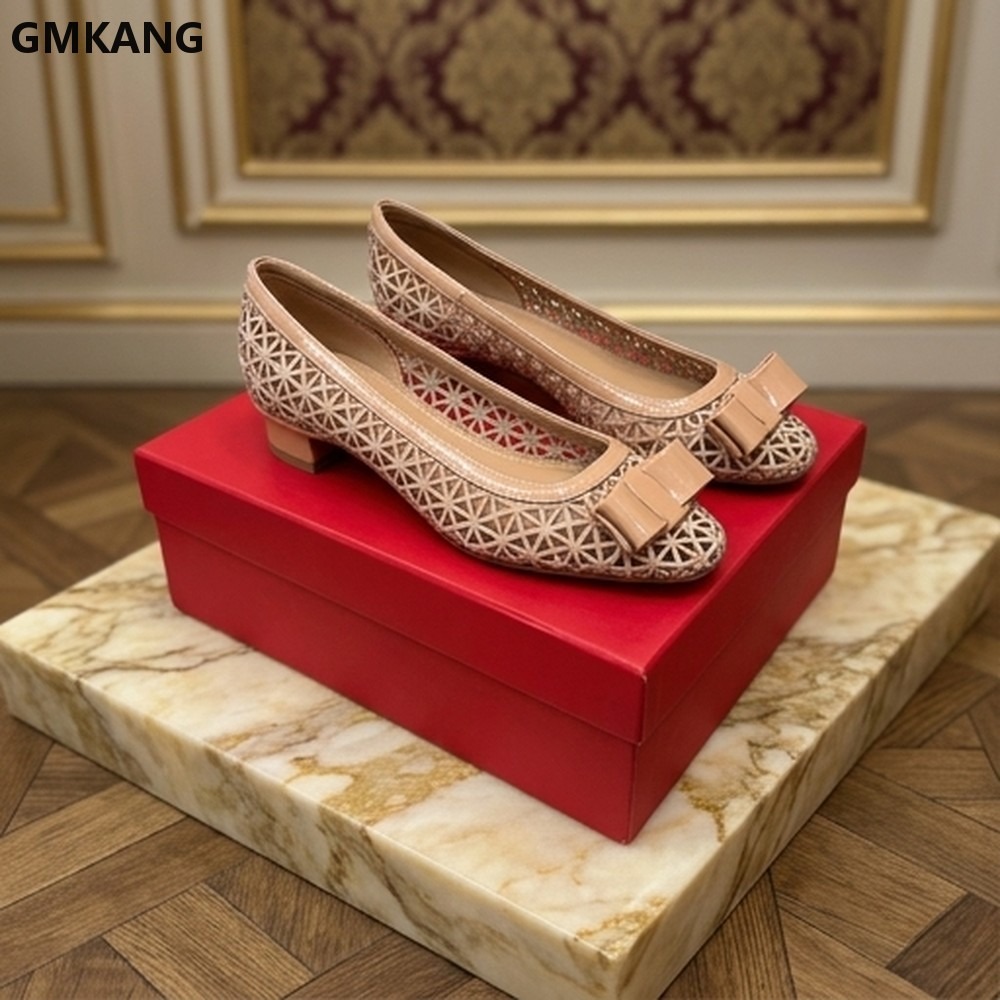 Leather Work Outfit - Sepatu Wanita Model Bow Pumps dengan