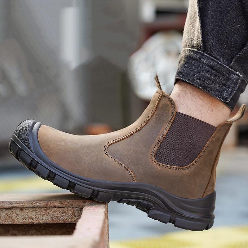 Leather Work Boots - Sepatu Bot Kerja Penutup Kaki Baja