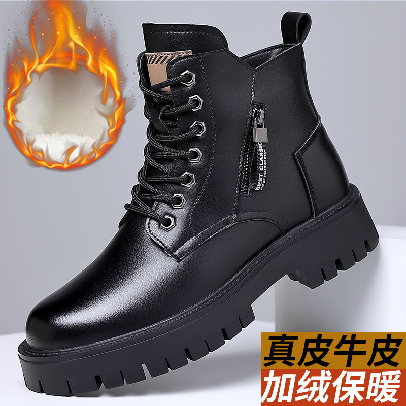 Leather Work Boots - Sepatu Bot Kulit Asli Klasik Pria
