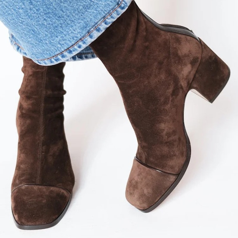 Leather Work Women Shoes - Sepatu Bot Wanita Kulit Suede Ujung