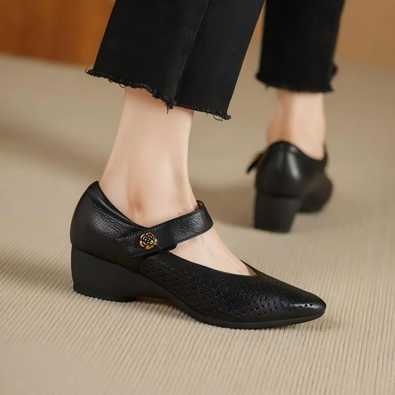 Leather Work Outfit - Sepatu Wanita Musim Panas Kulit Lembut