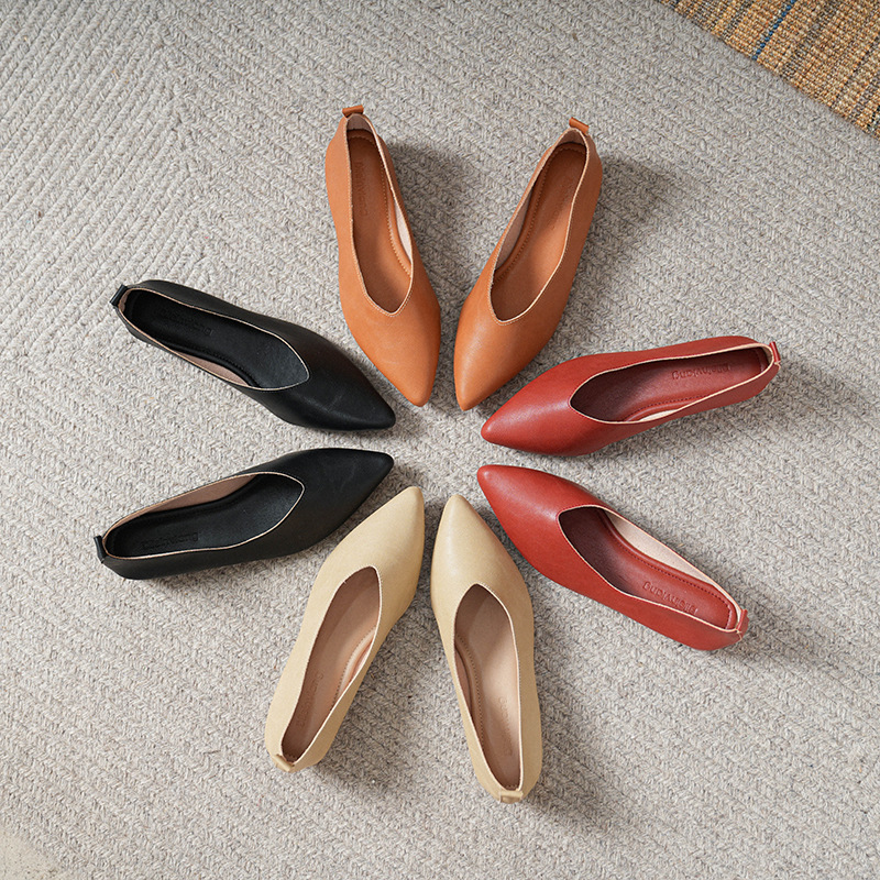 Leather Work Women Shoes - Sepatu Kerja Kulit Lembut Model Kotak