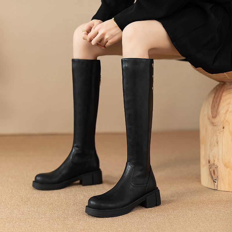Leather Work Boots - Sepatu Bot Wanita Musim Gugur Musim