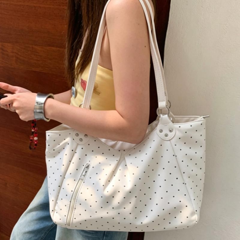 Tas Tote Polka Dot Kulit PU Ka - Leather Work Duffle ulasan dan harga