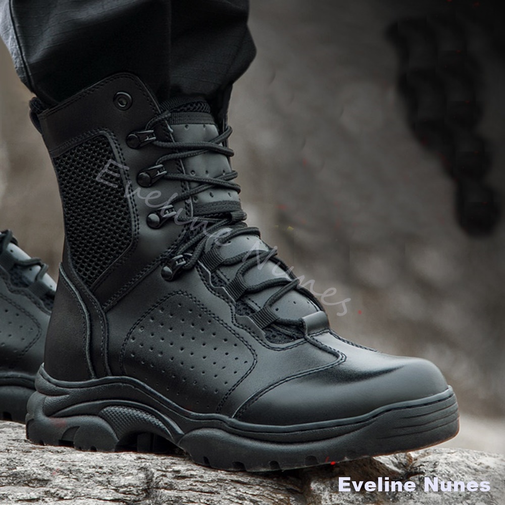 Sepatu Bot Tempur Taktis Mesh  - Leather Work Boots ulasan dan harga