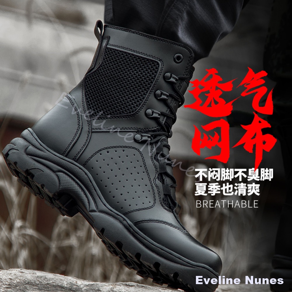 Sepatu Bot Tempur Taktis Mesh  - Leather Work Boots ulasan dan harga