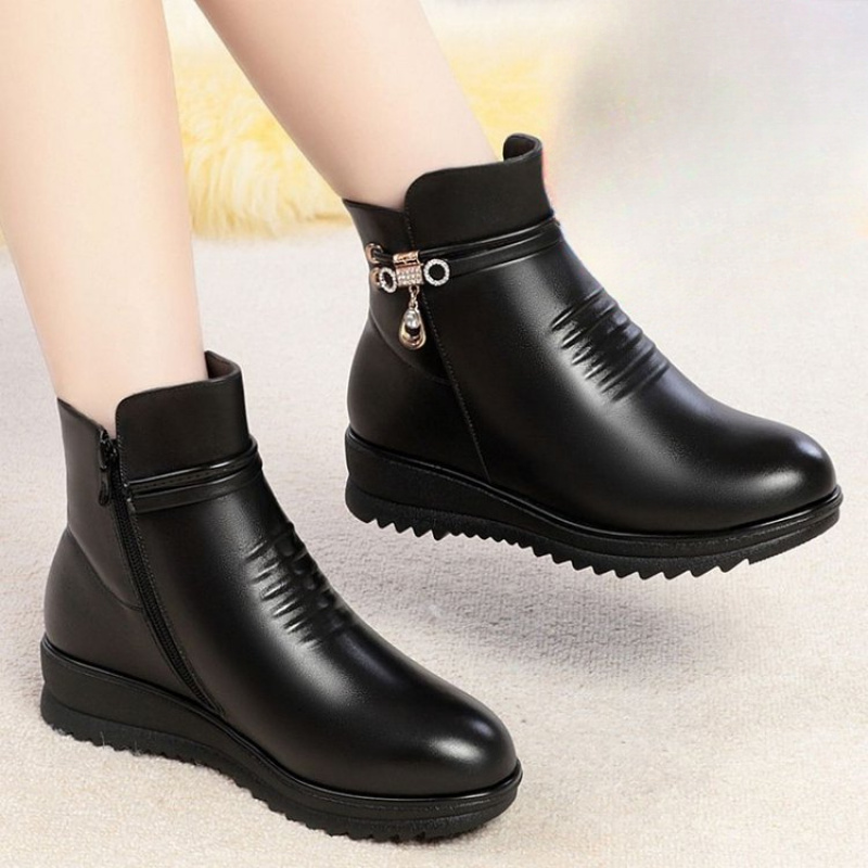 Sepatu Bot Wanita Musim Dingin - Leather Work Women Shoes ulasan dan harga