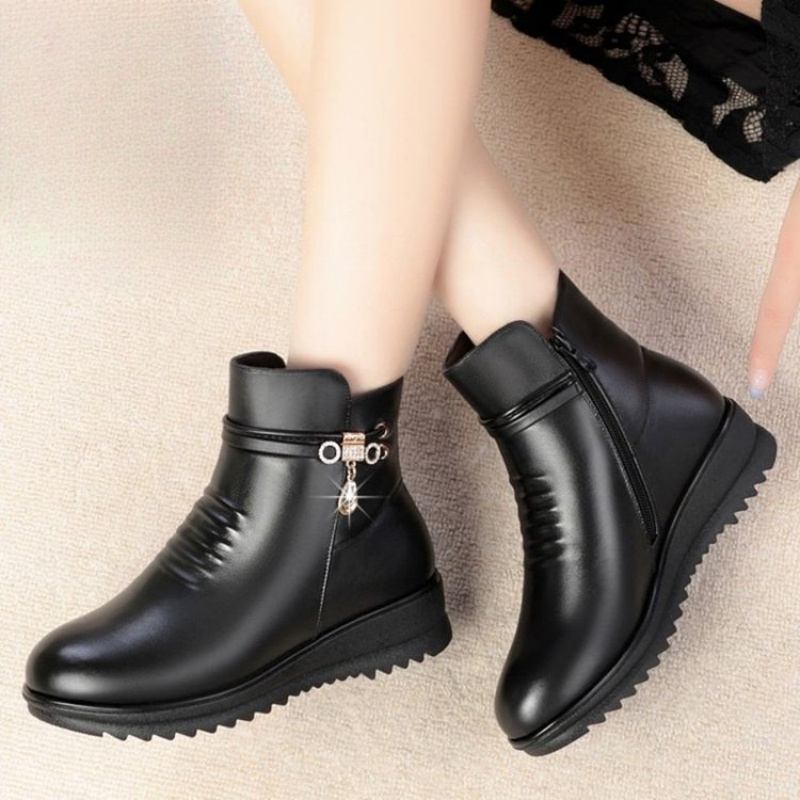 Sepatu Bot Wanita Musim Dingin - Leather Work Women Shoes ulasan dan harga
