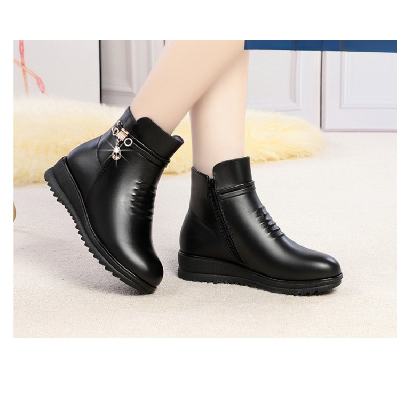 Sepatu Bot Wanita Musim Dingin - Leather Work Women Shoes ulasan dan harga