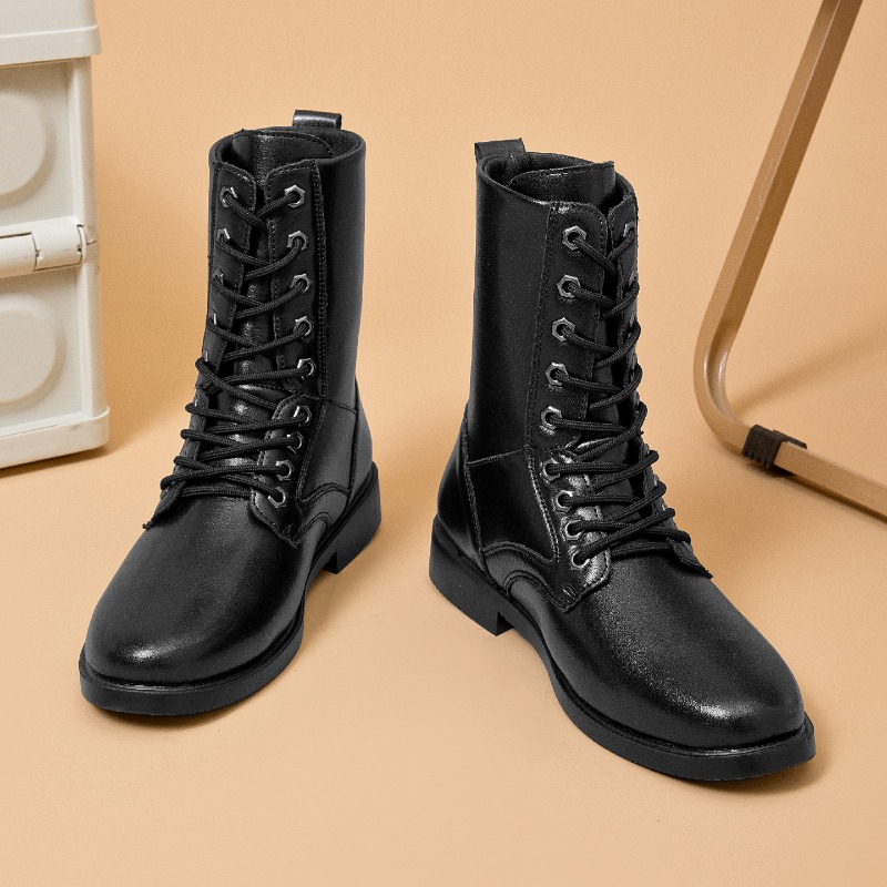 Sepatu Bot Kulit Tinggi Anti S - Leather Work Boots ulasan dan harga