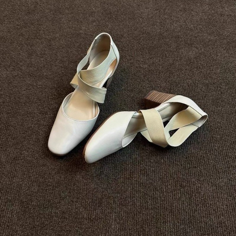 Sandal Wanita Hak Tebal dengan - Leather Work Outfit ulasan dan harga