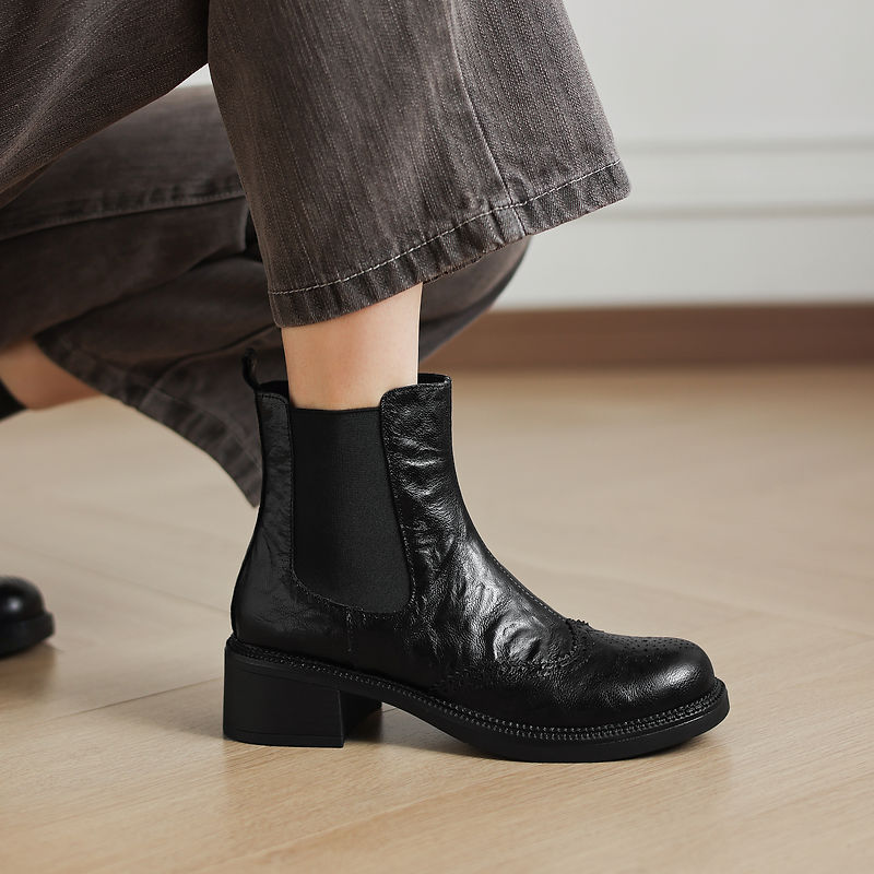 Sepatu Bot Musim Gugur BARU un - Leather Work Women Shoes ulasan dan harga