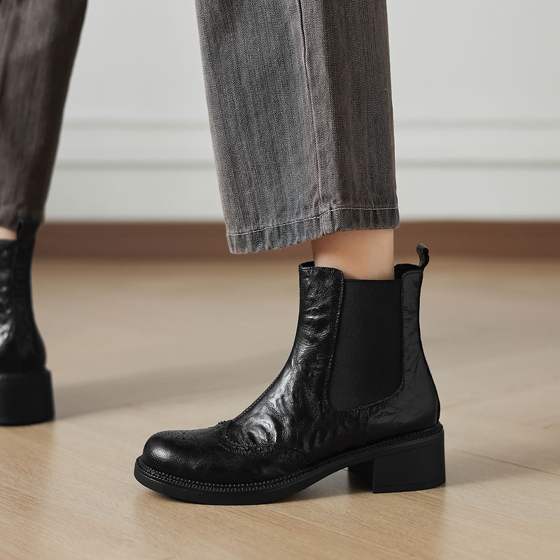 Sepatu Bot Musim Gugur BARU un - Leather Work Women Shoes ulasan dan harga