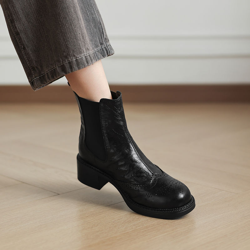 Sepatu Bot Musim Gugur BARU un - Leather Work Women Shoes ulasan dan harga