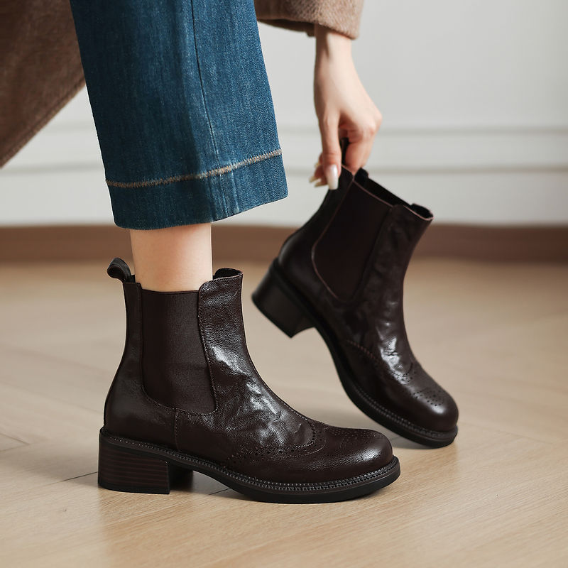 Sepatu Bot Musim Gugur BARU un - Leather Work Women Shoes ulasan dan harga