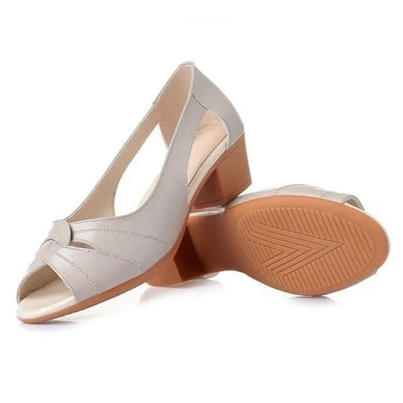 Hitam Peep sandal hak sedang w - Leather Work Outfit ulasan dan harga