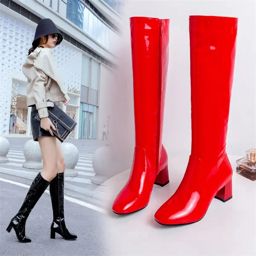 Sepatu bot panjang ritsleting  - Leather Work Dress ulasan dan harga
