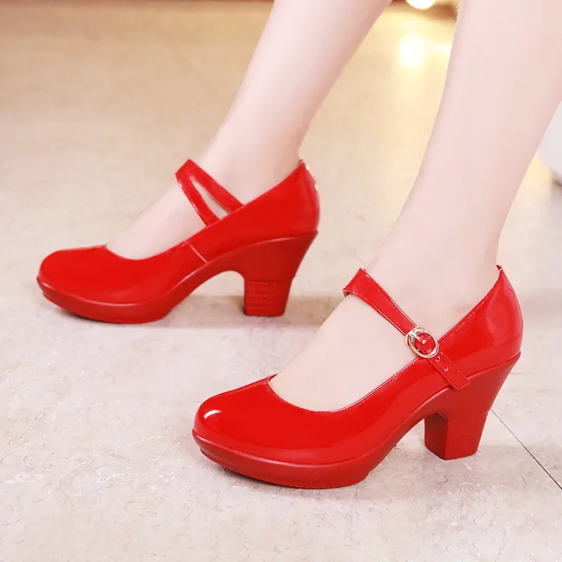 Sepatu Mary Jane Platform Hak  - Leather Work Women Shoes ulasan dan harga