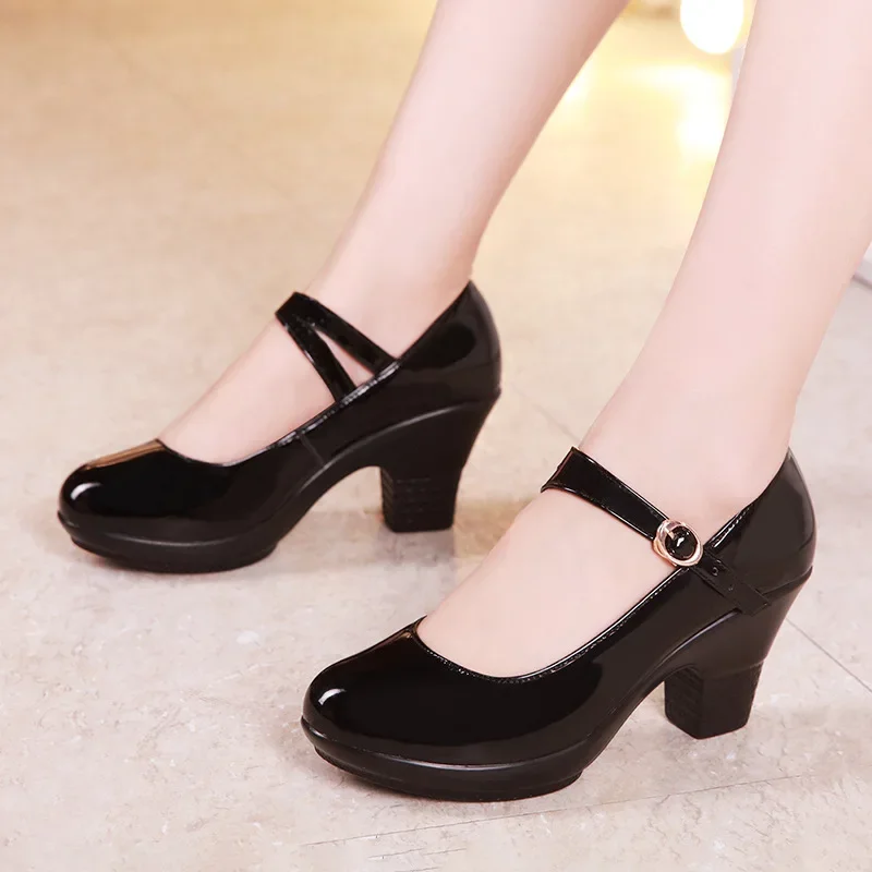Sepatu Mary Jane Platform Hak  - Leather Work Women Shoes ulasan dan harga