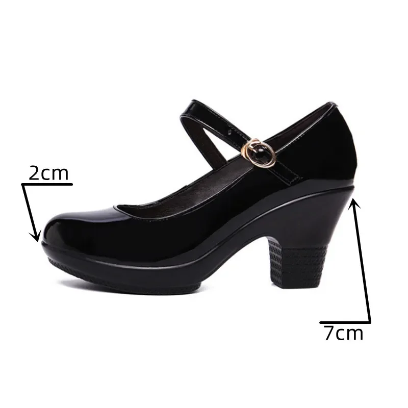 Sepatu Mary Jane Platform Hak  - Leather Work Women Shoes ulasan dan harga